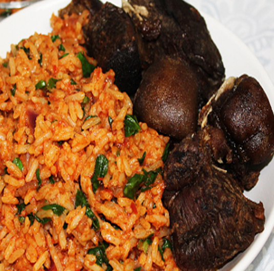 Jellof with fried goat 1